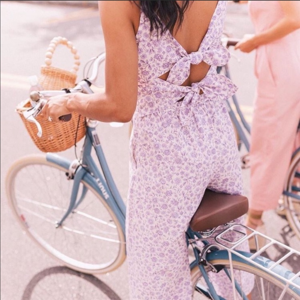 Gal Meets Glam Etta Lilac Purple Jumpsuit New
